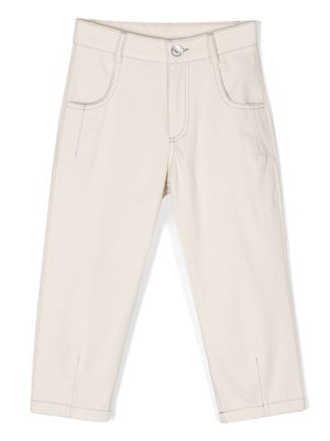 Eleventy Kids pantalon à coutures contrastantes - Tons neutres