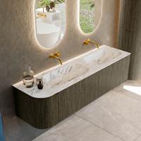 Badmeubel Mondiaz Kurve-Dlux | 165 cm cm | Meubelkleur Shadow | Wastafelkleur Glace | Solid surface | Dubbel / Rechts spoelbak | Zonder kraangat(en)