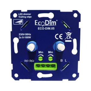 EcoDim ECO-DIM.05 led duo dimmer fase afsnijding 2x100W maximaal