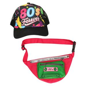 Foute 80s/90s party verkleed set - dames - pet en heuptasje - jaren 80/90 verkleed accessoires