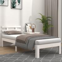 Bedframe massief hout wit 75x190 cm