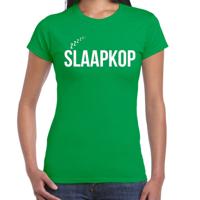 Slaap T-shirt voor dames - groen - slaapkop - pyjama party shirt - slaap party
