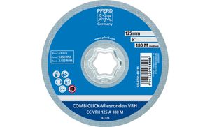 PFERD 42000061 Combiclick harde vliesschijf CC Ø 125 mm A 180 M voor fijnslijpen & finish voor haakse slijpers Diameter 125 mm