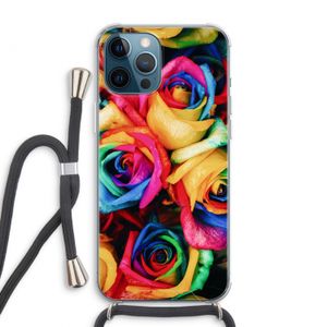 Neon bloemen: iPhone 12 Pro Max Transparant Hoesje met koord