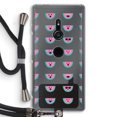 Smiley watermeloenprint: Sony Xperia XZ2 Transparant Hoesje met koord