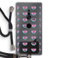 Smiley watermeloenprint: Sony Xperia XZ2 Transparant Hoesje met koord