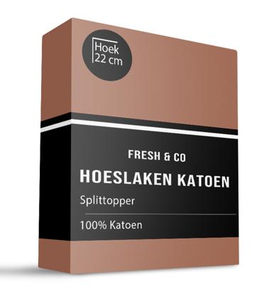 Splittopper Hoeslaken - Katoen - Verkoelend - 180x200 cm - Keuze Uit Meerdere Kleuren - Fresh and Co - Dekbed-Discounter.nl