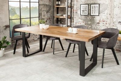 Massieve eettafel IRON CRAFT 180cm natuurlijk mangohout ijzeren sledeonderstel industrieel design - 38658