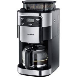 Severin KA 4810 Koffiezetapparaat RVS (geborsteld), Zwart Capaciteit koppen: 10 Met koffiemolen, Timerfunctie
