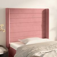 Hoofdbord met randen 83x16x118/128 cm fluweel roze