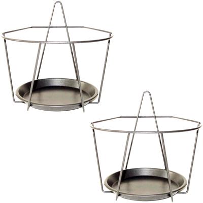 Balkon bloempothouder - 3x - bloembak met ophanging - zwart metaal - 22 x 21 x 20 - round