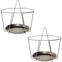 Balkon bloempothouder - 3x - bloembak met ophanging - zwart metaal - 22 x 21 x 20 - round