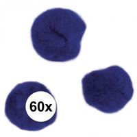 60x knutsel pompons 15 mm donkerblauw - thumbnail