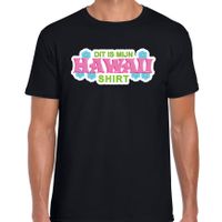 Hawaii shirt zomer t-shirt zwart met roze letters voor heren - thumbnail