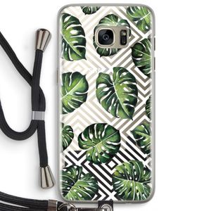 Geometrische jungle: Samsung Galaxy S7 Edge Transparant Hoesje met koord