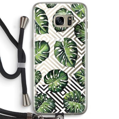 Geometrische jungle: Samsung Galaxy S7 Edge Transparant Hoesje met koord