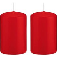2x Kaarsen rood 5 x 8 cm 18 branduren sfeerkaarsen   -