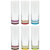 Set van 6x stuks longdrink glazen Colori 310 ml van glas