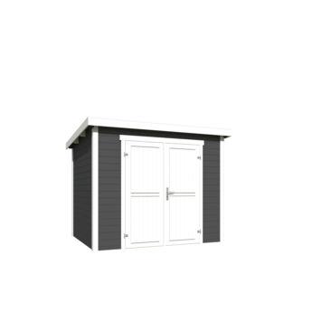 Blokhut Mila 250x200 Carbon Grey-Wit - Outdoor life