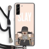 Slay All Day: Samsung Galaxy S21 Plus Transparant Hoesje met koord