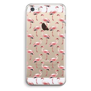 Flamingoprint groen: iPhone 5 / 5S / SE Transparant Hoesje