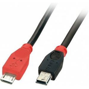 Lindy 31717 USB-kabel 0,5 m USB 2.0 Mini-USB B Micro-USB B Zwart, Rood