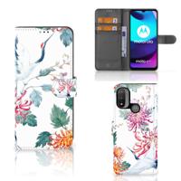 Motorola Moto E20 | E30 | E40 | Telefoonhoesje | Met pasjeshouder | Bird Flowers