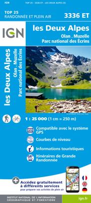Wandelkaart - Topografische kaart 3336ET Les Deux Alpes | IGN - Institut Géographique National