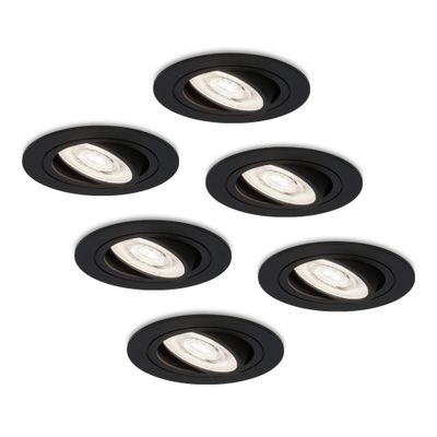 HOFTRONIC™ 6x Miro LED inbouwspot - 3.8 Watt - Daglicht wit 6000K - GU10 LED module - Dimbaar - voor binnen - Zwart