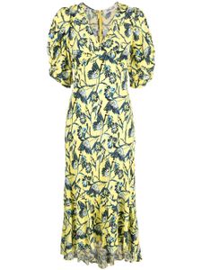 DVF Diane von Furstenberg robe mi-longue à imprimé graphique - Jaune