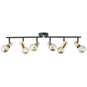 Brilliant Zwart met gouden plafondlamp Kerry 6-lichts 99716/72