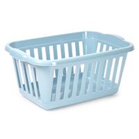 Wasmand - blauw - kunststof - 40 liter - 60 x 40 x 26 cm - manden voor wasgoed - huishouden