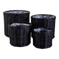Noah - manden - zwart - kubu rattan en plastic - set van 4