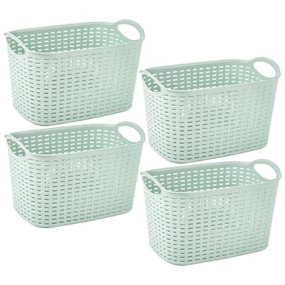 Opbergmand/kastmandje - 4x stuks - 6,4 liter - mintgroen - kunststof - 19 x 29 x 18 cm
