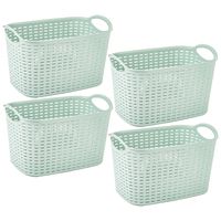 Opbergmand/kastmandje - 4x stuks - 6,4 liter - mintgroen - kunststof - 19 x 29 x 18 cm