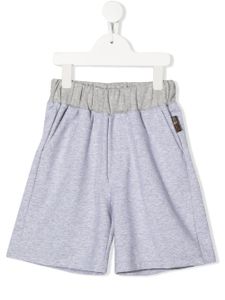 Roberto Cavalli Junior short de sport à patch logo - Gris