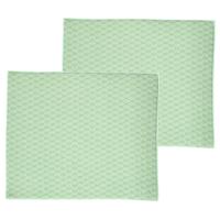 Afwas afdruipmat keuken - 2x - absorberend - microvezel - groen blad - 40 x 48 cm