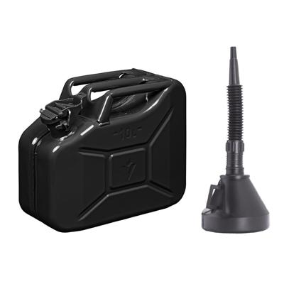 Proplus Brandstof Jerrycan van metaal - 10 liter - zwart - benzine en diesel - met dop en trechter Proplus Brandstof Jerrycan van metaal - 10 liter - zwart - benzine en diesel - met dop en trechter