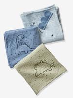 Set van 3 luiers van hydrofiel katoen KLEINE DINO blauw
