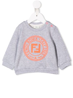 Fendi Kids sweat à logo contrastant - Gris