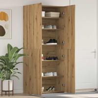 Schoenenkast met plank Bruin 80 x 35.5 x 180 cm Bewerkt hout