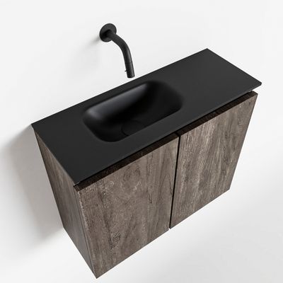 Toiletmeubel Mondiaz Ture | 60 cm | Meubelkleur Dark brown | Eden wastafel Urban Links | Zonder kraangat
