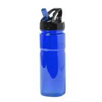 Kunststof waterfles/drinkfles/sportfles - blauw transparant - met drinktuit - 650 ml - thumbnail