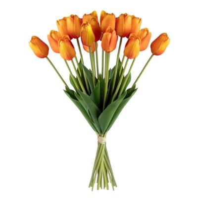 Atmosphera Kunst tulpen boeket Holland - 20x stuks - oranje - real touch - kunst zijdebloemen