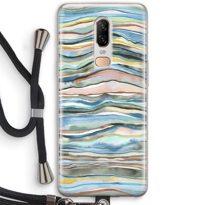 Watercolor Agate: OnePlus 6 Transparant Hoesje met koord