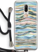 Watercolor Agate: OnePlus 6 Transparant Hoesje met koord