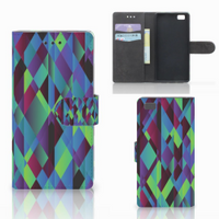 Huawei Ascend P8 Lite Book Case Abstract Green Blue - thumbnail