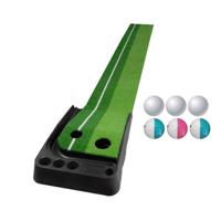 PGM Golf Putting Mat Push-Rod Trainer 3m met drie zachte ballen & drie Bicolor ballen zonder Auto bal terugkeer Fairway (groen)