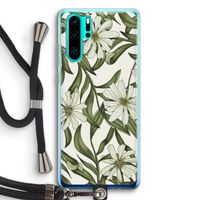 Wit bloemenpatroon: Huawei P30 Pro Transparant Hoesje met koord