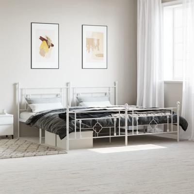 Bedframe met hoofd- en voeteneinde metaal wit 193x203 cm